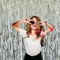 Glittering Wavy Silver Backdrop Metallic Tinsel Foil Fringe Curtains Photo Booth