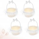 4PCS Flower Girl Baskets for Wedding,White Ivory Flower Girl Basket/Lace Bow Han