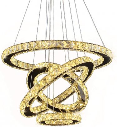 Modern Crystal Chandelier, Dining Room Living Room LED Ceiling Pendant Light Con