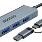 USB Hub,  4 Ports Double Adapter USB Extender Ultra Slim USB C to USB Adapter 3.