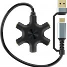 USB A/C to Headphone Splitter, 5-Jack 3.5 Mm Audio Headphone Splitter Stereo Aud