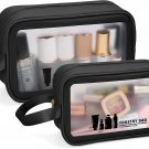 Toiletry Bag for Women Men, Translucent Waterproof 2 Pcs Makeup Cosmetic Bag Tra
