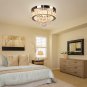 FRIXCHUR 11.8" Modern Ceiling Light Flush Mount Crystal Chandelier LED Raindrop