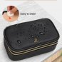 Makeup Bag, Small Travel Makeup Bag Cosmetic Bags for Women Girls Dual Layer Com