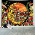 Mushroom Tapestry for Bedroom Hippie Yellow Moon Skull Tapestry Aesthetics Wall