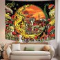 Mushroom Tapestry for Bedroom Hippie Yellow Moon Skull Tapestry Aesthetics Wall
