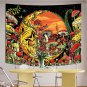 Mushroom Tapestry for Bedroom Hippie Yellow Moon Skull Tapestry Aesthetics Wall