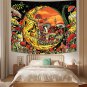 Mushroom Tapestry for Bedroom Hippie Yellow Moon Skull Tapestry Aesthetics Wall