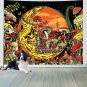 Mushroom Tapestry for Bedroom Hippie Yellow Moon Skull Tapestry Aesthetics Wall