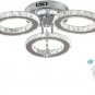 Modern Crystal Chandelier Flush Mount Stainless Steel Pendant Ceiling Lamp 3-Rin