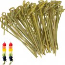 COMNICO Cocktail Picks 100 PCS 4.7 Inch Toothpicks for Appetizers Handmade Bambo