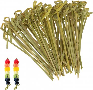 COMNICO Cocktail Picks 100 PCS 4.7 Inch Toothpicks for Appetizers Handmade Bambo