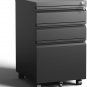 3 Drawer Mobile File Cabinet,Under Desk Metal Filing Cabinet with Lock and Wheel