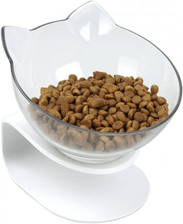 QIYADIN Tilted Raised Posture Cat Food Bowl Neck Protection anti Vomiting 15 Deg