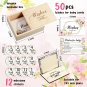 50 Pcs Floral Baby Advice Cards with Wooden Baby Keepsake Box Sonogram Photo Fra