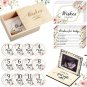 50 Pcs Floral Baby Advice Cards with Wooden Baby Keepsake Box Sonogram Photo Fra