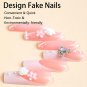 Coffin Press on Nails Long Fake Nails French Nails Press Ons Pink False Nails wi