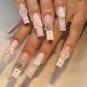 Coffin Press on Nails Long Fake Nails French Nails Press Ons Pink False Nails wi