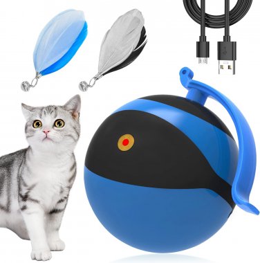 Cat Toy, Automatic Moving Ball Bundle Feather Kitten Interactive Toys in Pack, S