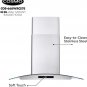 COSMO 668WRCS75 Wall Mount Range Hood with Ducted Exhaust Vent, 3 Speed Fan, Sof