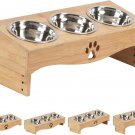 Elevated Cat Food Bowls Raised Pet Food Water Bowl Set, 3 Stainless Pet Dishes B