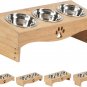 Elevated Cat Food Bowls Raised Pet Food Water Bowl Set, 3 Stainless Pet Dishes B