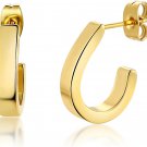 18K Gold Plated Titanium Star Huggie Hoop Half Open Stud Earrings Thick Tube Chu