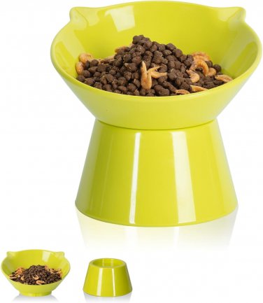 Detachable Elevated Cat Bowls, 15&Acirc;&deg; Tilted Raised Cat Food Bowl Anti-Vomiting,Whi