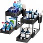 2 Pack under Sink Organizers and Storage Pull Out Sliding Drawer, 2 Tier Multi-P