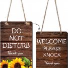 Do Not Disturb Door Hanger Sign,Wooden Double-Sided Printing Sunflowers Office D