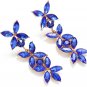 Royal Blue Rhinestone Dangle Statement Earrings Marquise Crystal Drop Earrings f