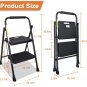 2 Step Ladder, Folding Step Stool with Wide Anti-Slip Pedal, Sturdy Steel Ladder