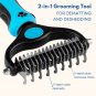 Dog and Cat Dematting Deshedding Brush Tool - Double Sided Undercoat Rake Sheddi