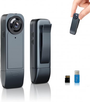 Mini Body Camera, 1080P 64GB Body Worn Camera with Upgraded Clip, Wearable Camco