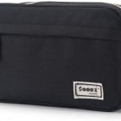 High Capacity Pen Case Black, Durable Pencil Bag Stationery Pouch Zipper, Portab