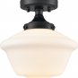 Modern Black Semi Flush Mount Ceiling Light Schoolhouse Light Fixture Milk Glass