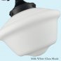 Modern Black Semi Flush Mount Ceiling Light Schoolhouse Light Fixture Milk Glass