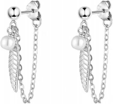 925 Sterling Silver Earrings for Women Small Earrings Retro Earrings (Feather Ta
