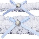 2 Pieces Wedding Garters Lace Stretch Bridal Garter with Bow Pearls Leg Garter f