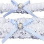 2 Pieces Wedding Garters Lace Stretch Bridal Garter with Bow Pearls Leg Garter f