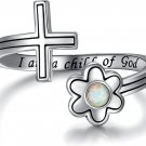 Cross Purity Bible Verse Rings - 925 Sterling Silver I Am a Child of God Ring Fa