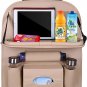 Car Back Seat Organizer with Foldable Table Tray, PU Leather Backseat Organizer