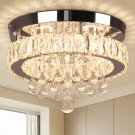 FRIXCHUR 11.8" Modern Crystal Chandelier Flush Mount Ceiling Light LED Raindrop