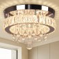 FRIXCHUR 11.8" Modern Crystal Chandelier Flush Mount Ceiling Light LED Raindrop