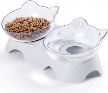 MILIFUN Cat Food Bowls Elevated Tilted, anti Vomiting Orthopedic Kitty Bowls for