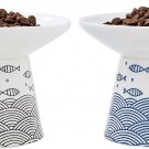 6.25 Inch Extra Wide Raised Ceramic Cat Bowls, round Food and Water Bowls for El