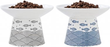 6.25 Inch Extra Wide Raised Ceramic Cat Bowls, round Food and Water Bowls for El