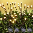 Solar Garden Lights, 4 Pack 8 LED Solar Firefly Lights Warm White, 2 Modes Solar