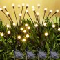 Solar Garden Lights, 4 Pack 8 LED Solar Firefly Lights Warm White, 2 Modes Solar