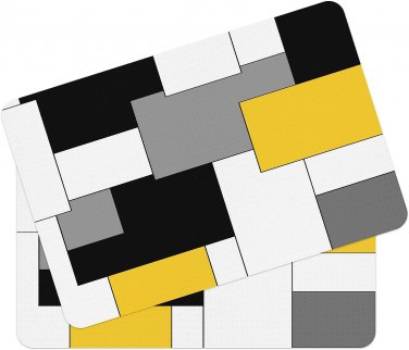 Coffee Mat for Countertops, Yellow Black White Grey Modern Dish Drying Mat 2 Pcs